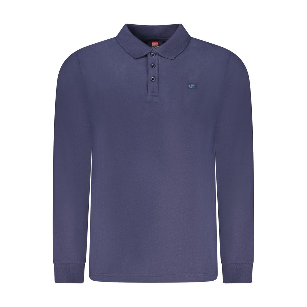 Blue Cotton Men Polo Shirt