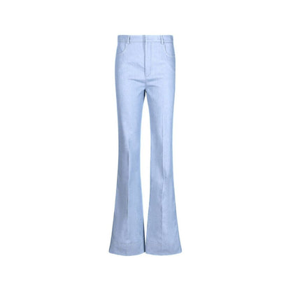 Blue Cotton Flared Pants