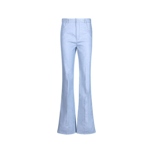 Blue Cotton Flared Pants
