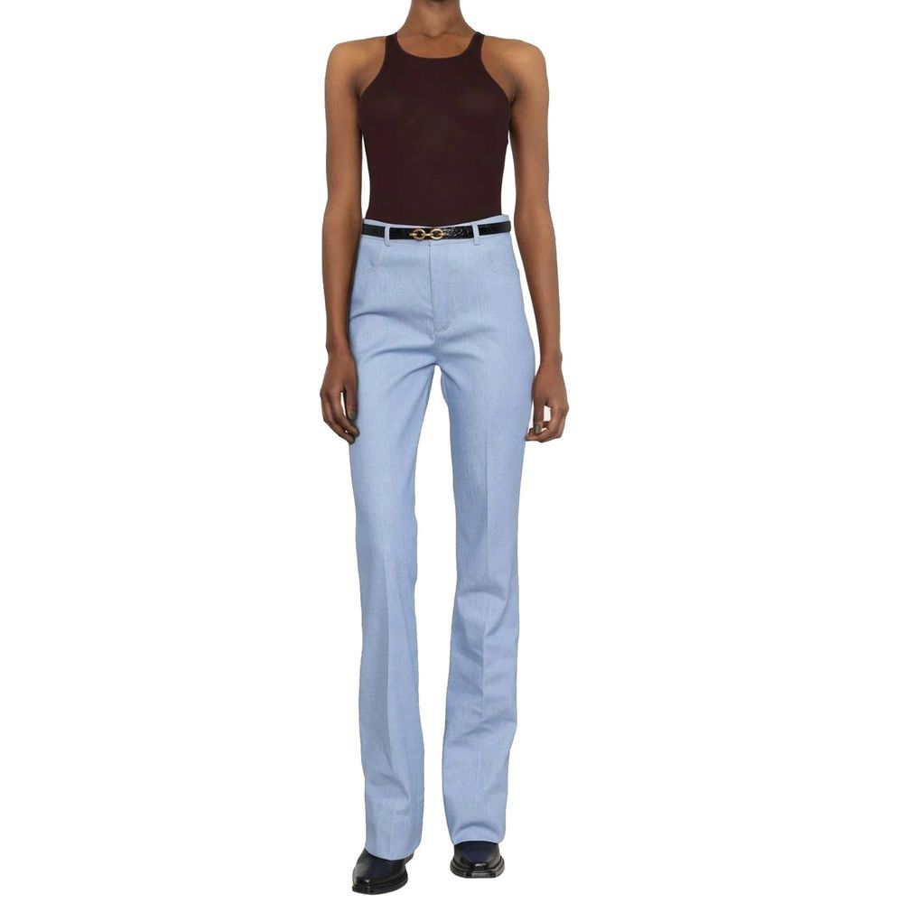 Blue Cotton Flared Pants