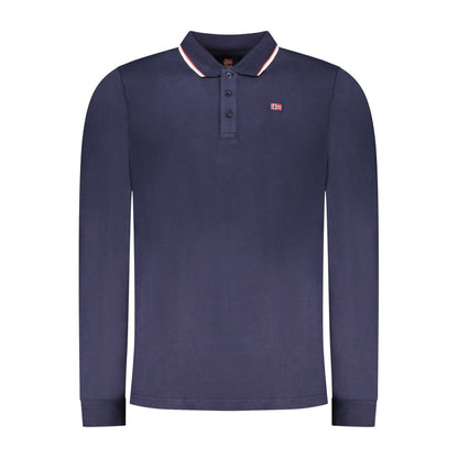 Blue Cotton Men Polo Shirt