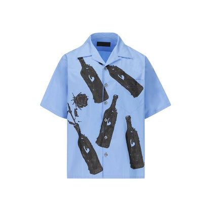 Blue Cotton Pattern Shirt