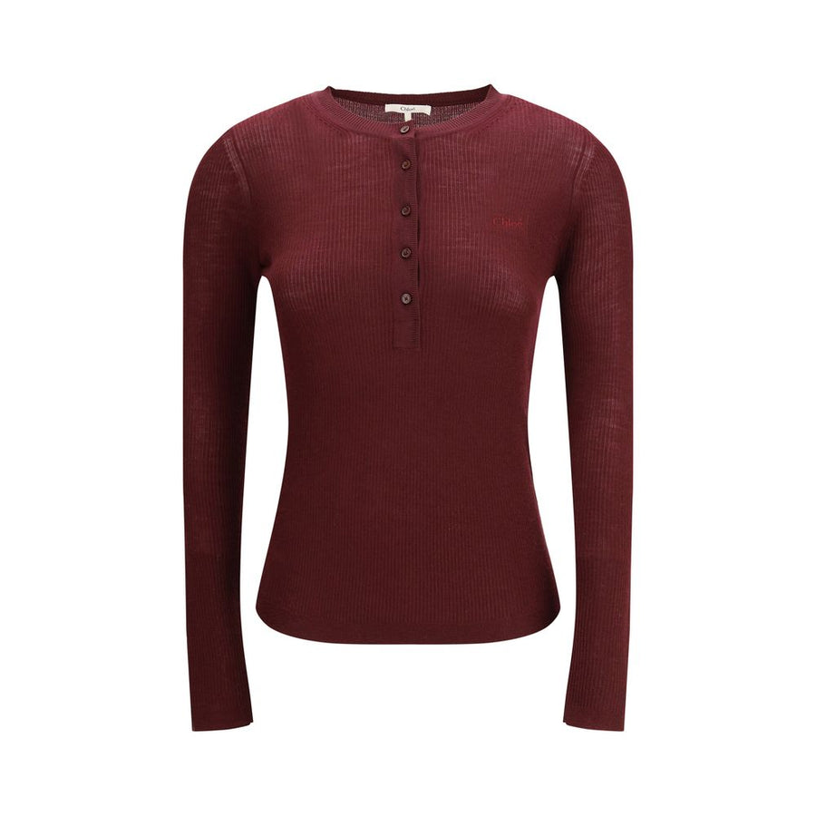 Bordeaux Wool Long Sleeve T-Shirt