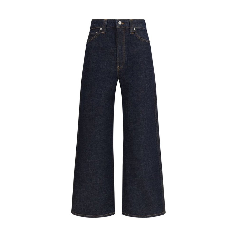 Blue Cotton Straight-Leg Jeans