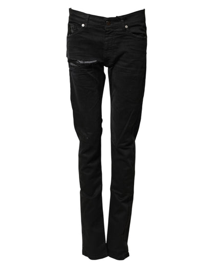 Black Tattered Men Skinny Denim Trouser Jeans