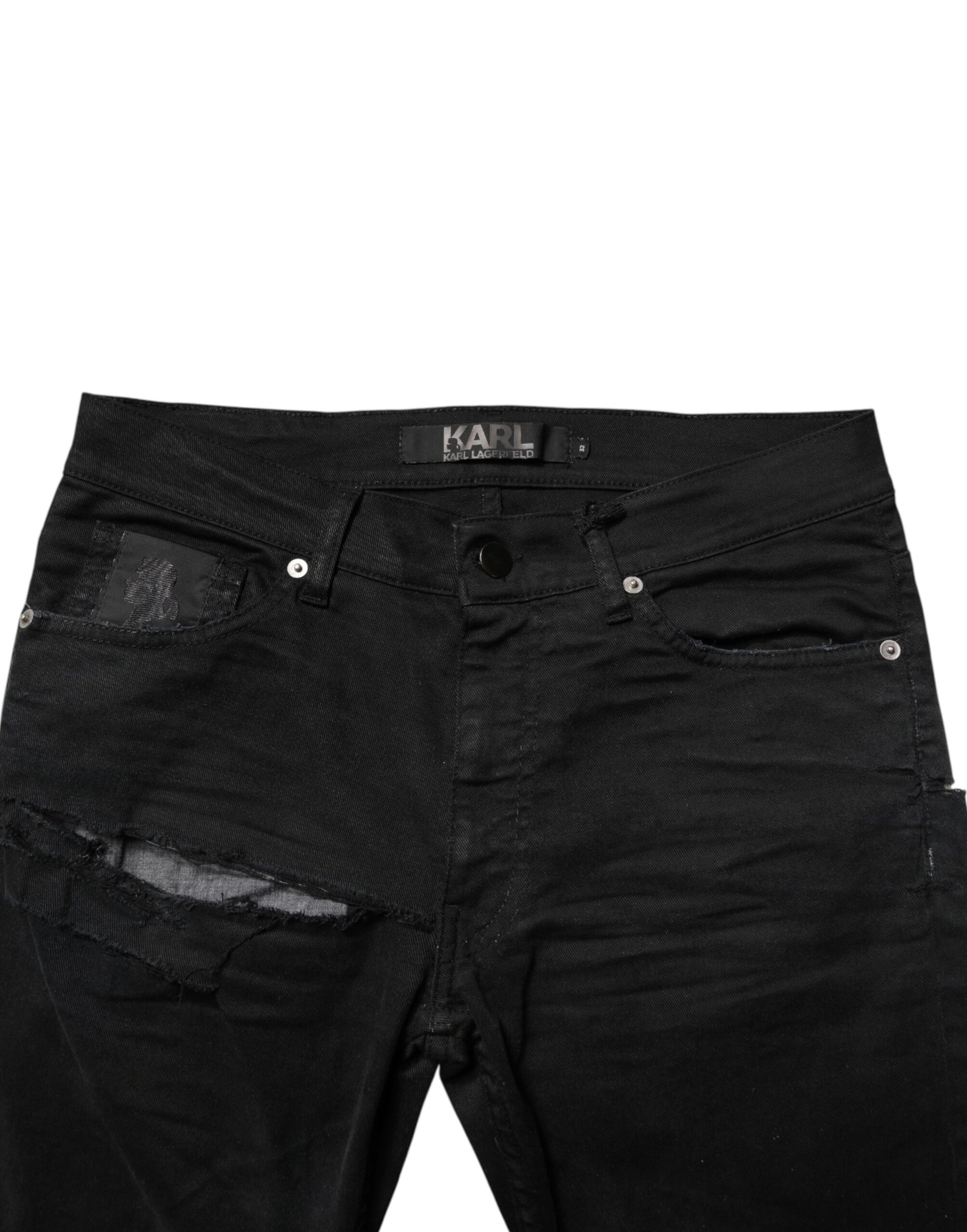 Black Tattered Men Skinny Denim Trouser Jeans