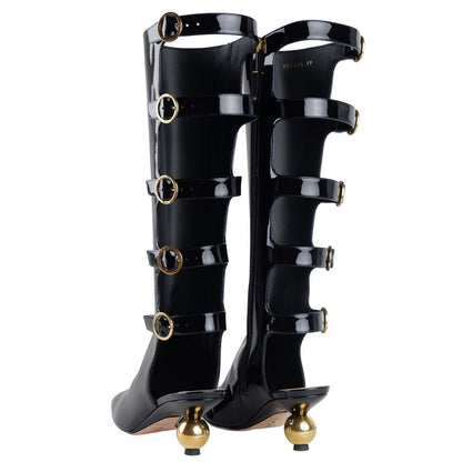 Black Calfskin Leather Women Ankle Boot