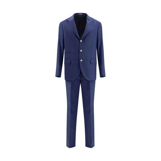 Blue Fleece Wool Two-Piece Suit