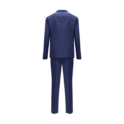 Blue Fleece Wool Two-Piece Suit