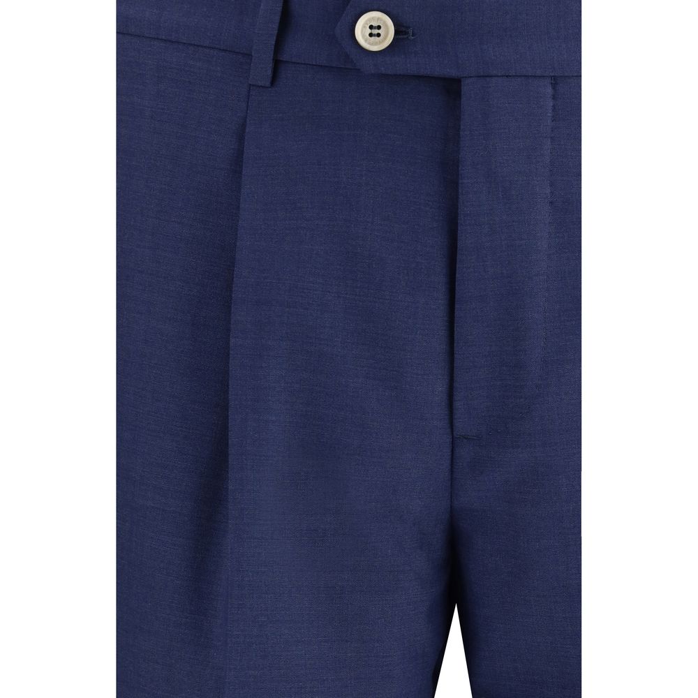 Blue Fleece Wool Two-Piece Suit