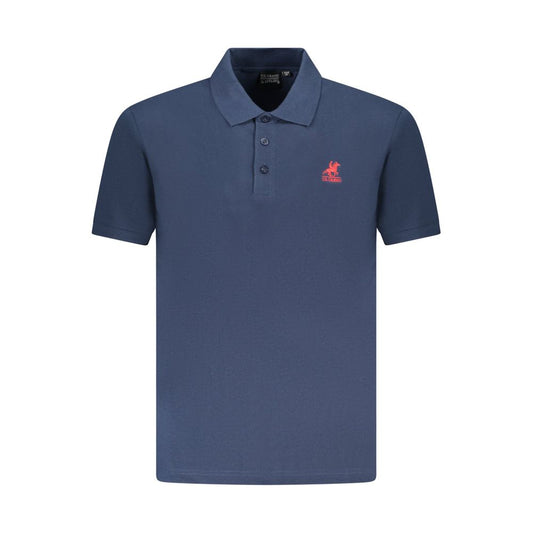 Blue Cotton Men Polo Shirt