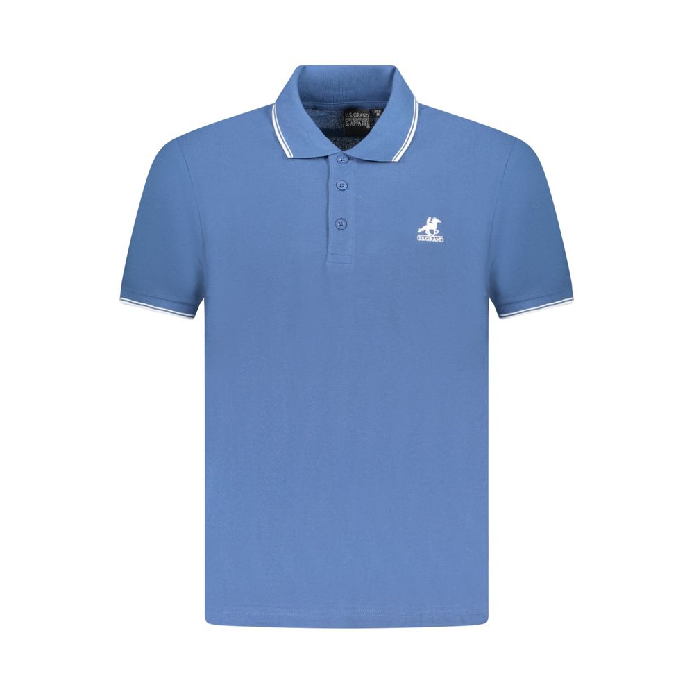 Blue Cotton Men Polo Shirt