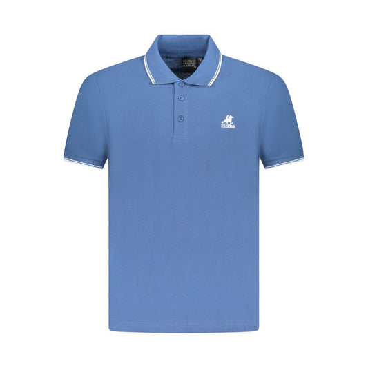 Blue Cotton Men Polo Shirt