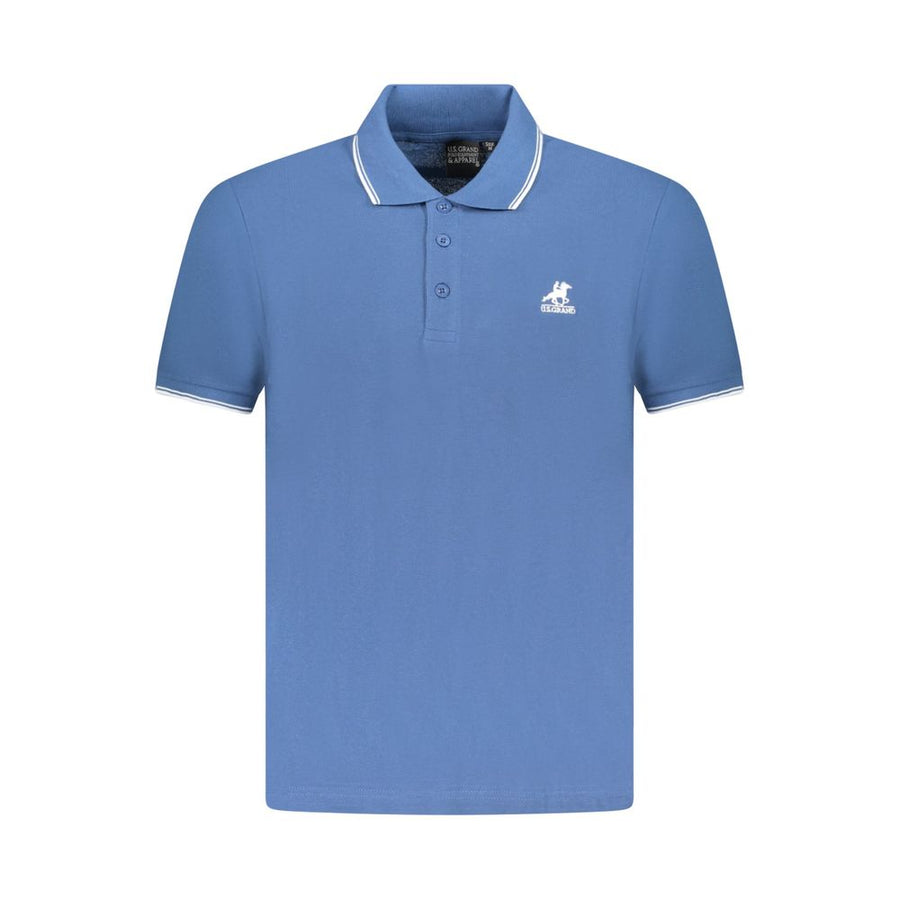 Blue Cotton Men Polo Shirt